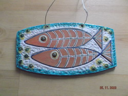 Old ceramic wall picture depicting fish /marked/