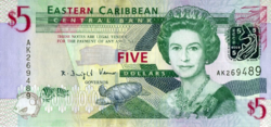 Eastern Caribbean $ 5 2008 unc