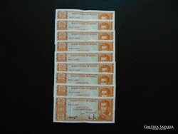 Bolívia 9 darab 50 bolivár 1962 Sorszámkövető !