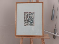 (K) Absztrakt festmény 42x52 cm kerettel