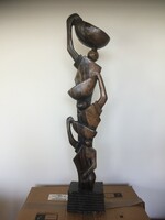 Modern large African wooden sculpture, made of beautiful two-tone tropical wood