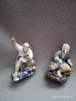Retro Chinese nipp in pair 11x10. Cm mark. Hand-painted Èpek fishing and hunting pottery. Negotiable!