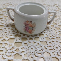 Antique Czech scenic porcelain sugar bowl, without lid