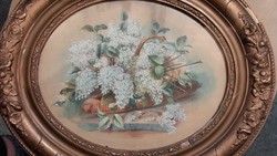 1800-as évek második feléből származó  csodálatos virágcsendélet festmény jelzett