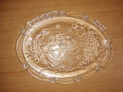 Karácsonyi mintás üveg kínáló, asztalközép - 18*23,5 cm (25/d)