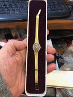 Glasshütte women's vintage watch, gold-plated from the 80s, working piece.
