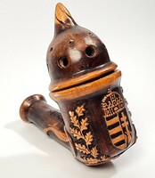 Sale !!! :) Large earthenware pipe with stem / coat of arms - decorated with oak leaves