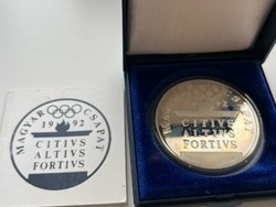 1992, Olympic Hungarian team, silver commemorative medal in pp box with certificate