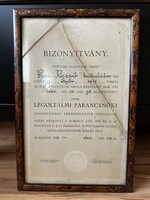 II. világháborús Légoltalmi parancsnoki bizonyítvány 1943