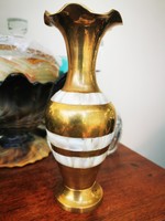 Indian mother-of-pearl inlaid copper vase