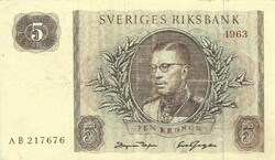 5 korona kronor 1963 Svédország