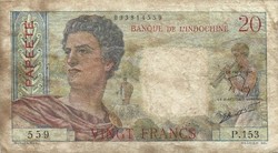 20 frank francs 1963 Tahiti Papeete Francia Polinézia Ritka