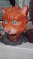 Large lamp in the shape of a cat, old cat table lamp, rare lamp in the shape of a cat's face