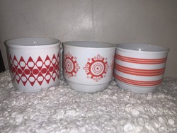 3 retro Zsolnay mugs with a geometric pattern, for collectors or for use