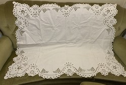 Beautiful antique embroidered rosette large tablecloth tablecloth