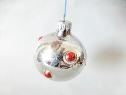 Antik üveg karácsonyfadísz,pöttyös gömb