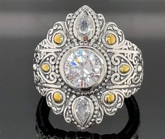 Fabulous filigree, zirconium stone ring, size 57, 925 silver, new