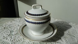 Antique porcelain sugar bowl, with mustard