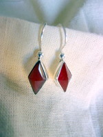 Silver earrings with carnelian stone decoration