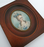 French miniature - female portrait in a frame