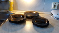 Set of 18 plates, brown, heat-resistant, glass, used, perfect, dishwasher safe