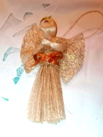 Retro, handmade, straw angel Christmas ornament 41.