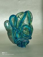 Pompás színű amorf üveg dísz levélnehezék üveg szobor