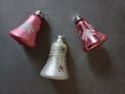 3 db régi osztrák csengettyű, harang, üveg karácsonyfadísz
