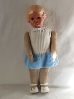 Old doll with celluloid head (schildkröt), textile body approx. 42-43 cm