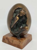 Czobor Sándor "A szerelem születése" c. bronz, eredetiségigazolás, ingyen posta