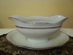 White sauce bowl with brown stripe