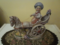 Lippelsdorf porcelain - a beautiful little girl driving a carriage