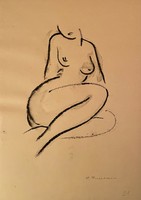 Nyina Florovskaya, female nude 21, charcoal drawing, cardboard, 37 x 27 cm, unframed