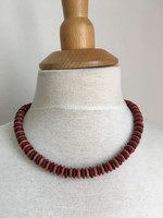 Black and red wooden necklace