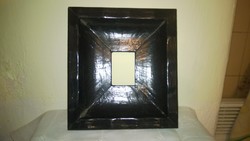 Antik kismérető fekete fakeret-képkeret  19,5x17,5 cm