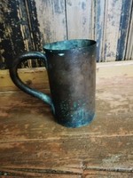 Réz mérőpohár, régi 2 literes tejmérő, 19. század végi, 20. század elejei cukrász mérőpohár LEÁRAZVA