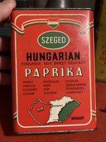 Old metal box paprika Hungarian American