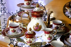 Handcrafted porcelain set painted with 24 carat gold