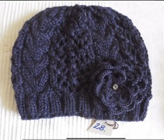 Unique, floral, purple women's hat new (28) hand knitted