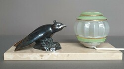Art deco French table lamp with swallow
