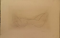 Nyina Florovskaya, female nude 16, needle-scratched one-line drawing, cardboard, 19 x 33 cm, unframed