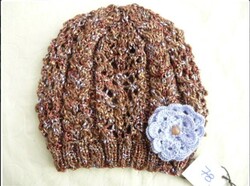 Unique, hand-knitted women's hat-brown-purple