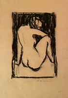 Nyina Florovskaya, female nude 18, charcoal drawing, cardboard, 33 x 24 cm, unframed