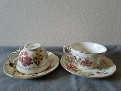 Flawless! Zsolnay butterfly / butterfly pattern coffee / mocha cup + base with anniversary marking!