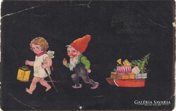 T:014 Karácsony antik törpés képeslap 1910