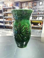 Mezőtúri zöld mázas kerámia váza