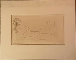Nyina Florovszkaja, Női akt 7, tűvel karcolt egyvonalas rajz, karton, 18 x 34 cm, nincs keretezve