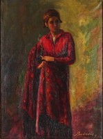 1P533 Budaváry: portrait of a woman smoking a cigarette