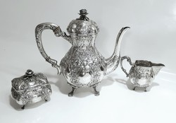 Art Nouveau neo-rococo style silver (830) coffee set, coffee set (280 ft/g)