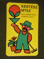 Kártyanaptár, Kertész MTSZ , Szombathely, grafikai rajzos,1986,   (3)